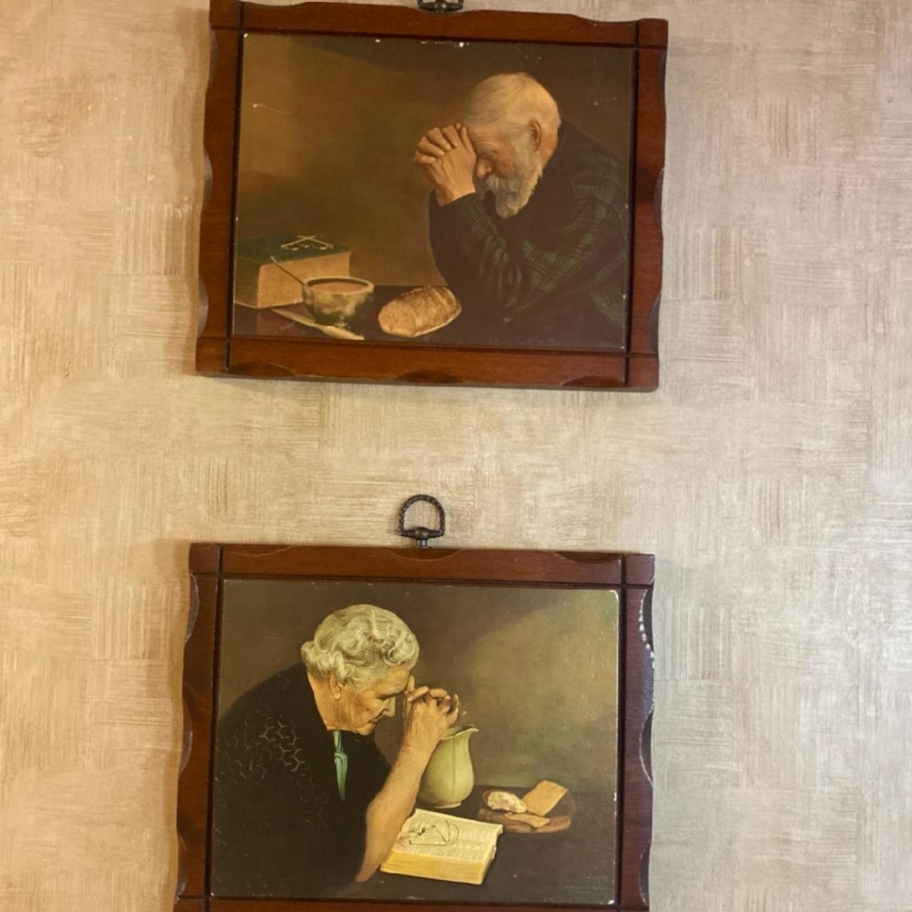 Vintage Man and Woman Praying Photos